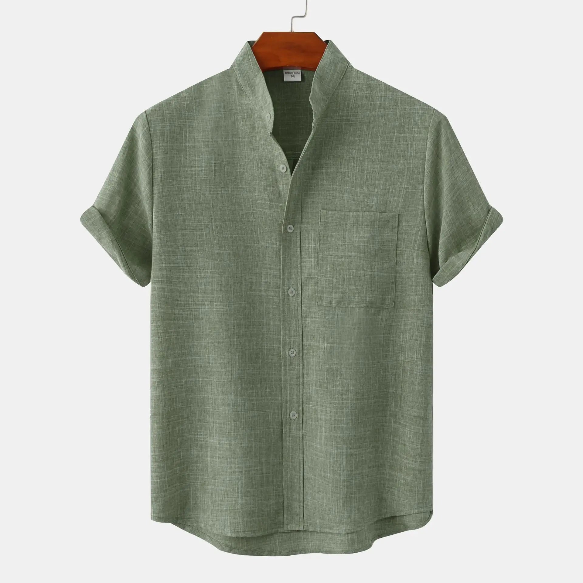 Camicia estiva da uomo in misto lino – leggera a maniche corte con bottoni
