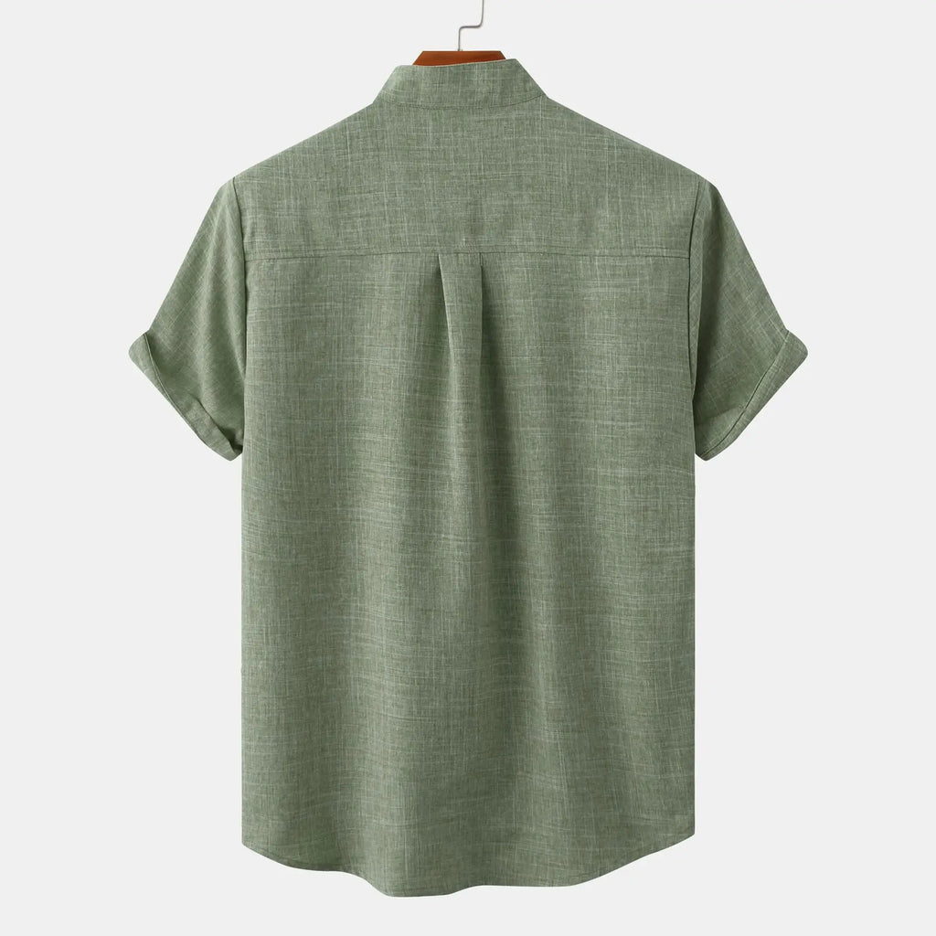 Camicia estiva da uomo in misto lino – leggera a maniche corte con bottoni