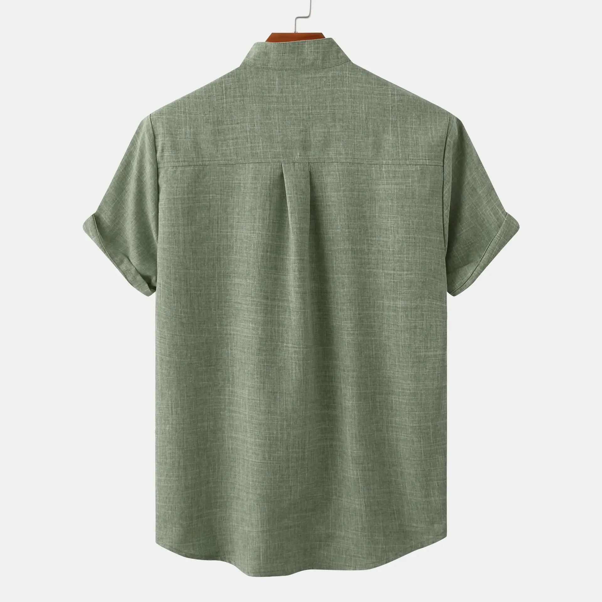 Camicia estiva da uomo in misto lino – leggera a maniche corte con bottoni