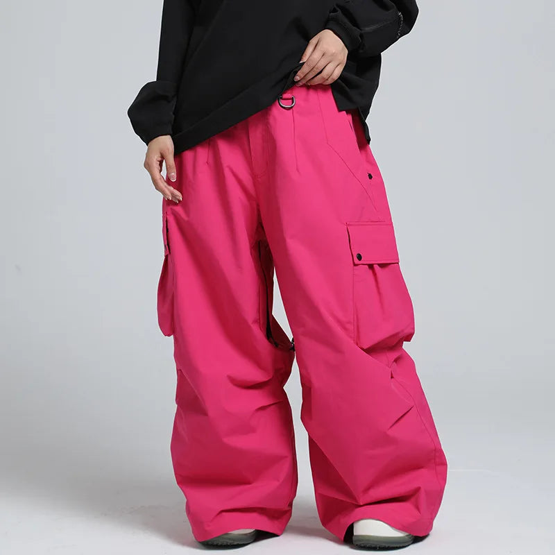 Pantaloni da sci unisex larghi – Pantaloni da snowboard traspiranti con cerniera e isolamento