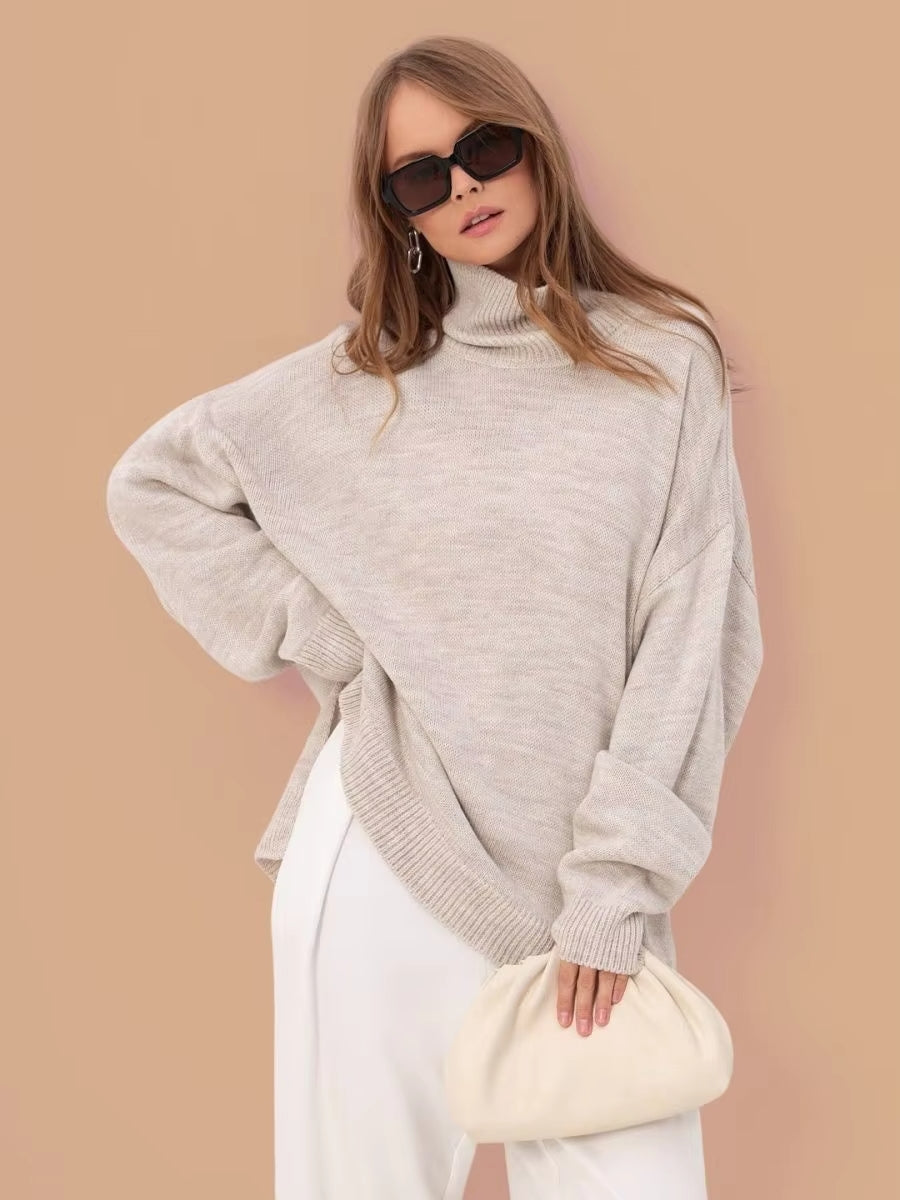 Oversized damesweater med slids - Afslappet og trendy