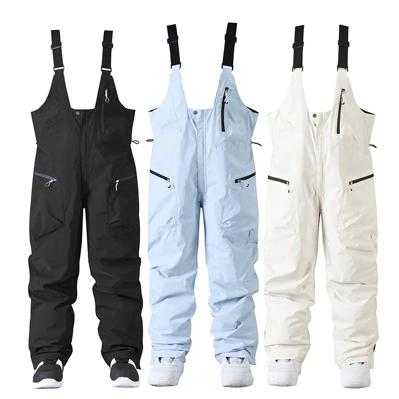 Pantaloni da sci regolabili unisex – Pantaloni da neve con bretelle e chiusura con cerniera