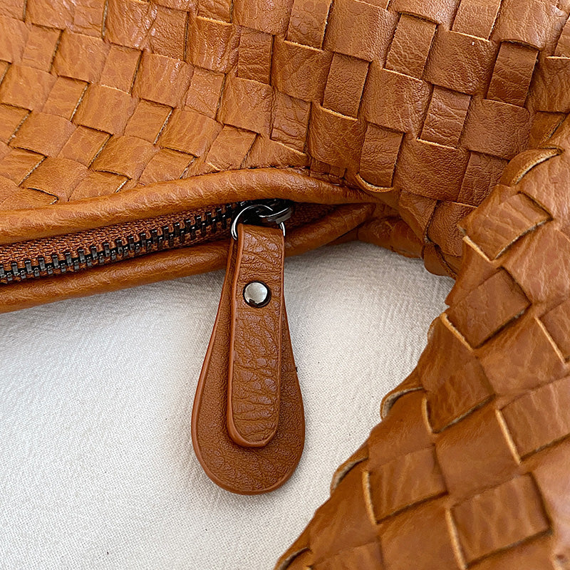 Borsa hobo in pelle intrecciata da donna – Elegante borsa a tracolla intrecciata