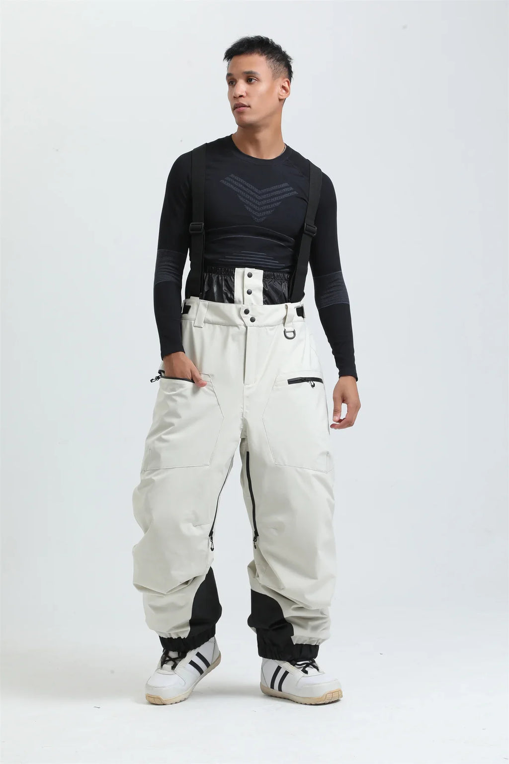 Pantaloni da sci unisex con bretelle – Pantaloni da neve impermeabili per freddo estremo (-40°C)