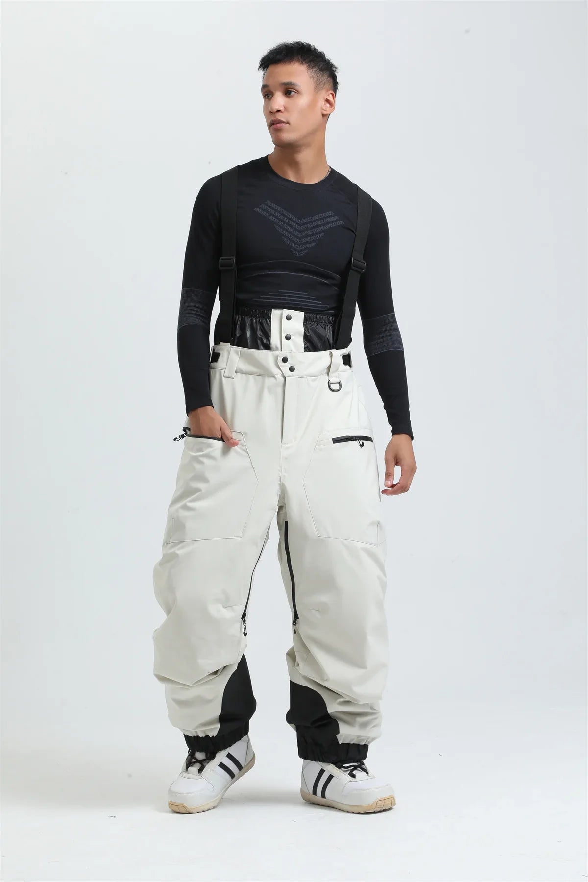 Pantaloni da sci unisex con bretelle – Pantaloni da neve impermeabili per freddo estremo (-40°C)