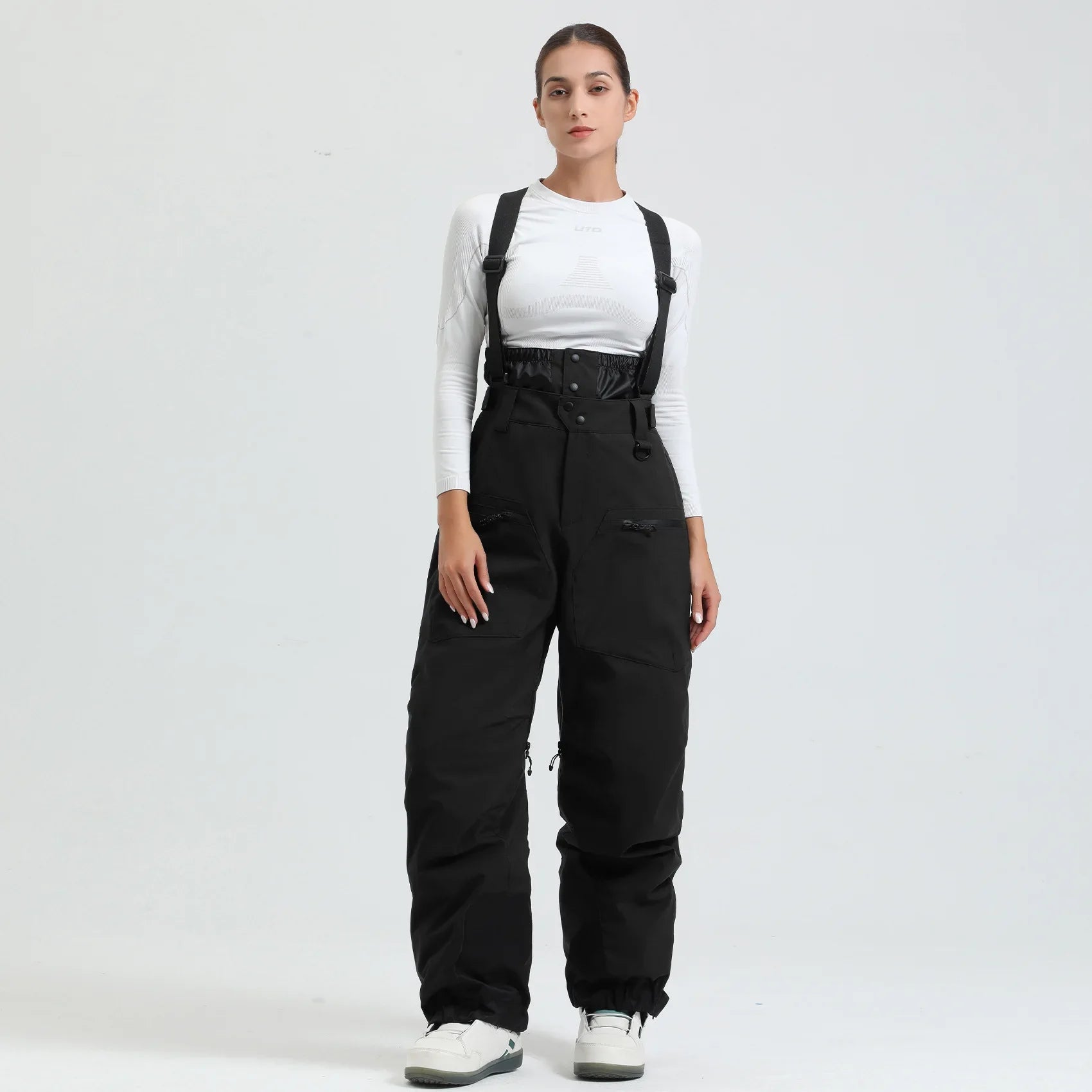 Pantaloni da sci unisex con bretelle – Pantaloni da neve impermeabili per freddo estremo (-40°C)