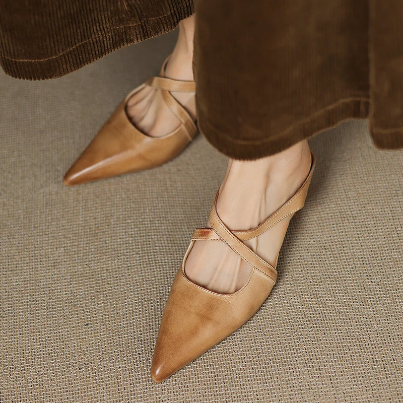 Mules da donna in vera pelle – Eleganti, comode, facili da indossare, stile casual