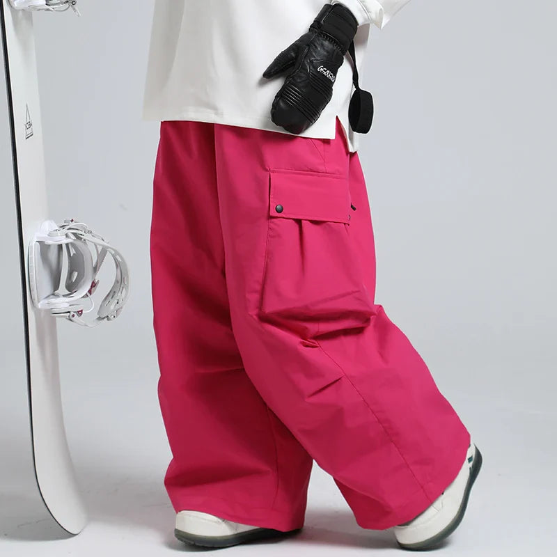 Pantaloni da sci unisex larghi – Pantaloni da snowboard traspiranti con cerniera e isolamento