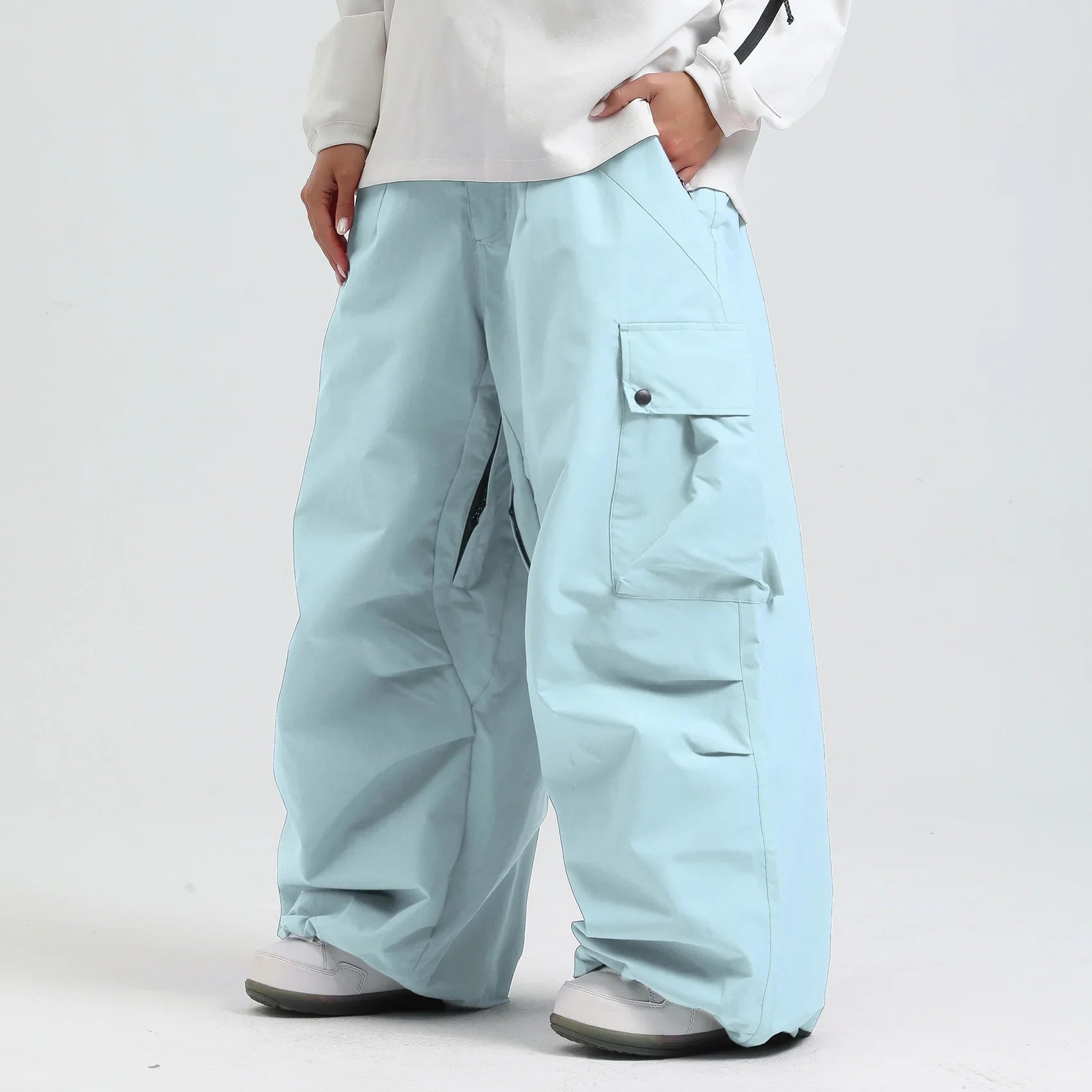 Pantaloni da sci unisex larghi – Pantaloni da snowboard traspiranti con cerniera e isolamento