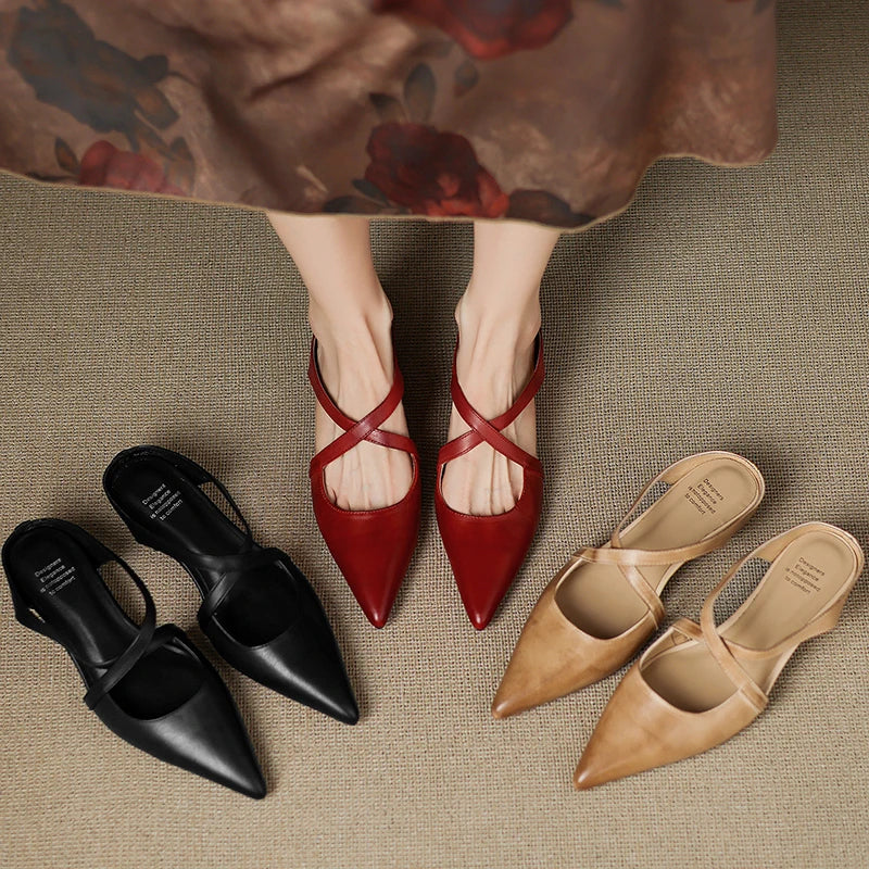 Mules da donna in vera pelle – Eleganti, comode, facili da indossare, stile casual