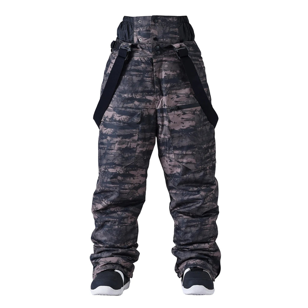 Pantaloni da snowboard impermeabili unisex – Pantaloni da sci antivento con bretelle e protezione in vita