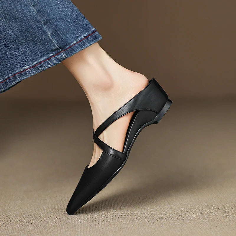 Mules da donna in vera pelle – Eleganti, comode, facili da indossare, stile casual