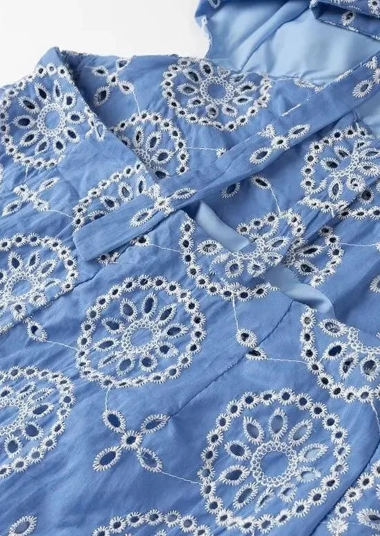Abito maxi ricamato da donna con schiena scoperta – Elegante ed estivo