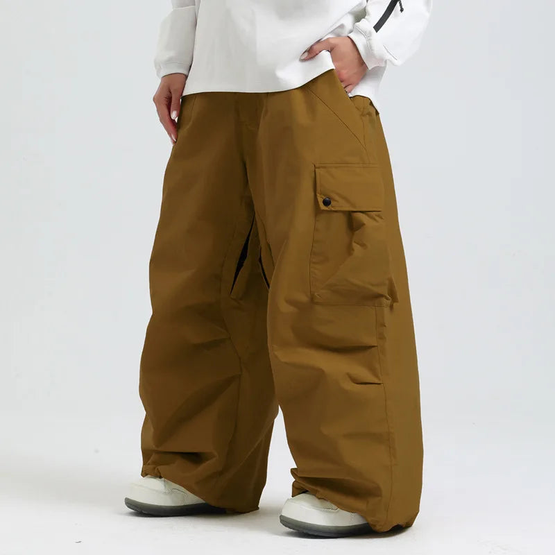 Pantaloni da sci unisex larghi – Pantaloni da snowboard traspiranti con cerniera e isolamento
