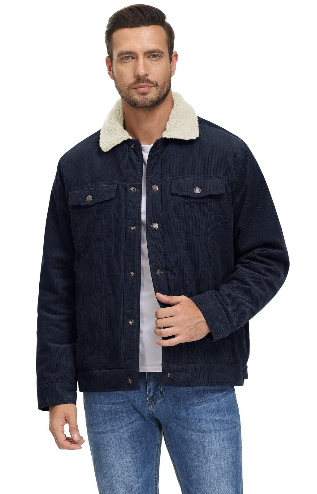 Giacca impermeabile da uomo in velluto a coste – Cappotto foderato in peluche