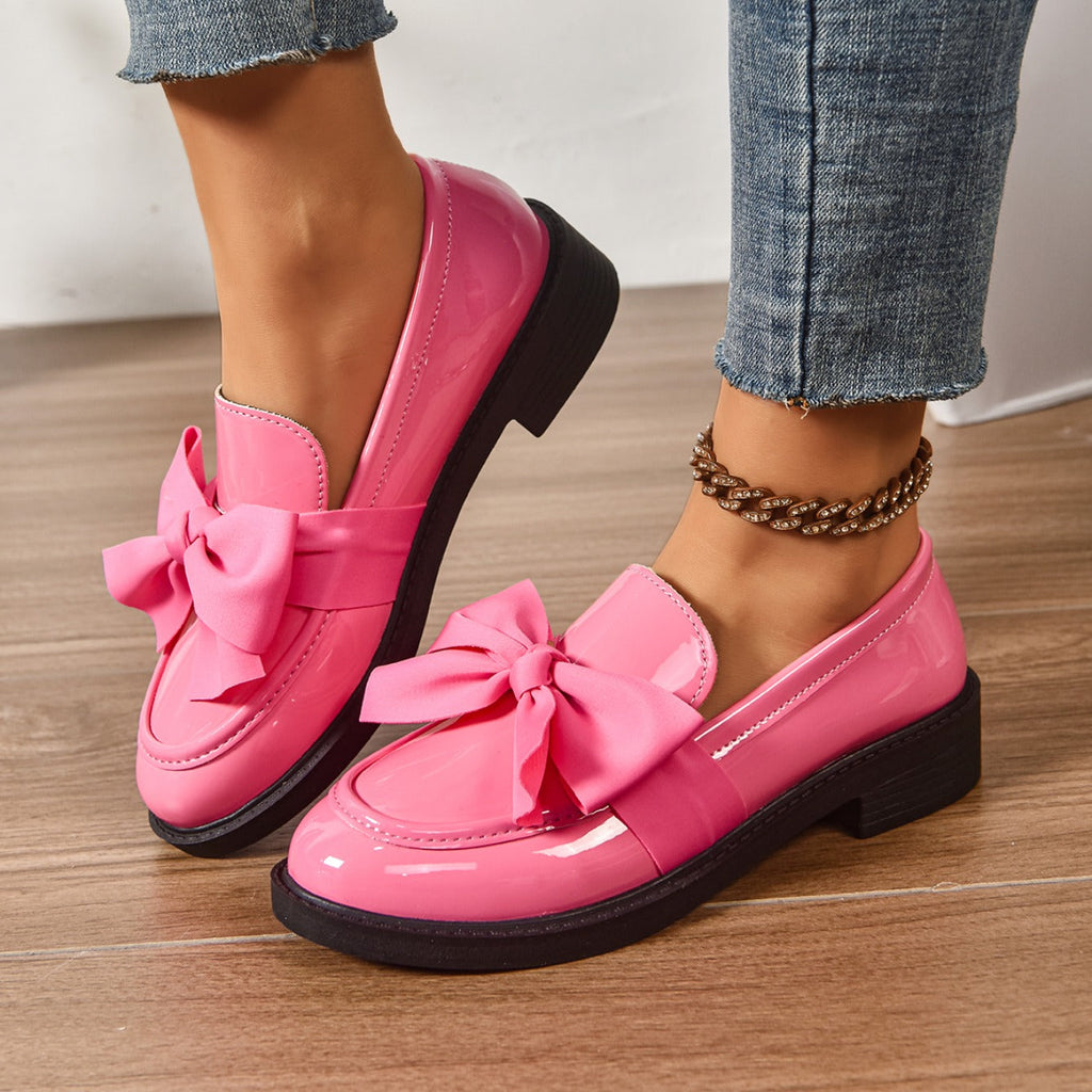 Mocassini in Pelle Slip-On – Scarpe Eleganti con Fiocco e Suola Platform