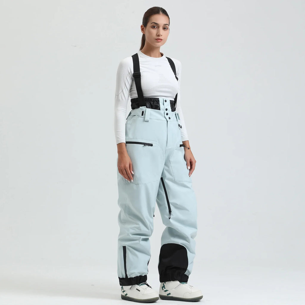 Pantaloni da sci unisex con bretelle – Pantaloni da neve impermeabili per freddo estremo (-40°C)