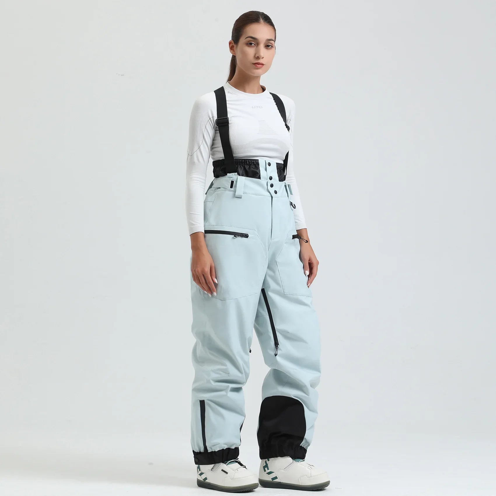 Pantaloni da sci unisex con bretelle – Pantaloni da neve impermeabili per freddo estremo (-40°C)