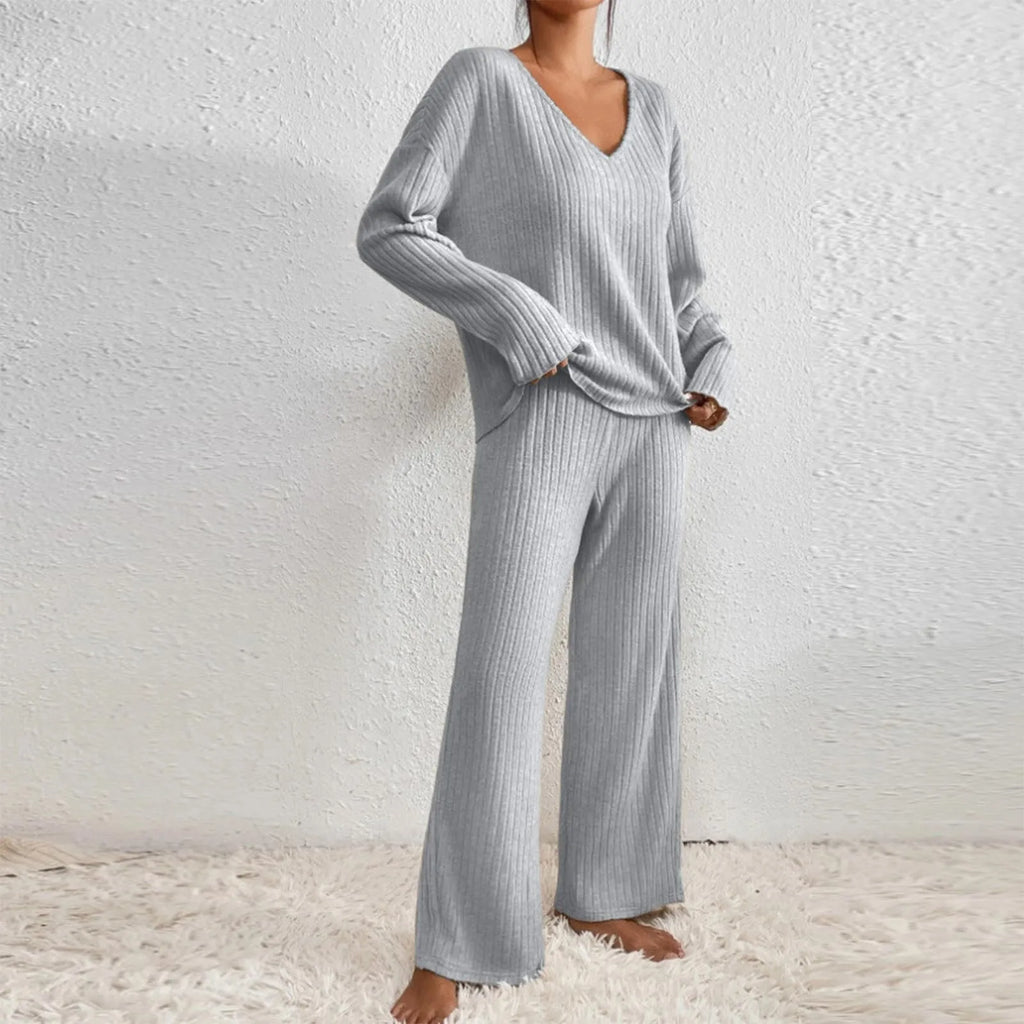 Completo da casa in maglia comodo a 2 pezzi da donna