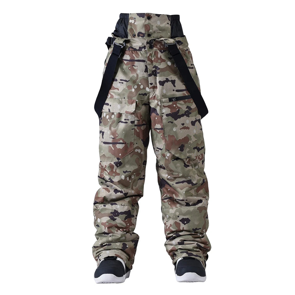 Pantaloni da snowboard impermeabili unisex – Pantaloni da sci antivento con bretelle e protezione in vita
