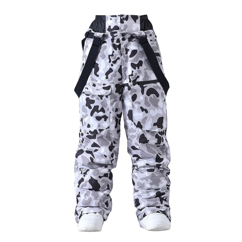 Pantaloni da snowboard impermeabili unisex – Pantaloni da sci antivento con bretelle e protezione in vita