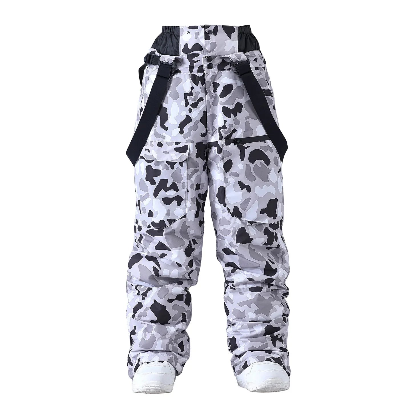 Pantaloni da snowboard impermeabili unisex – Pantaloni da sci antivento con bretelle e protezione in vita