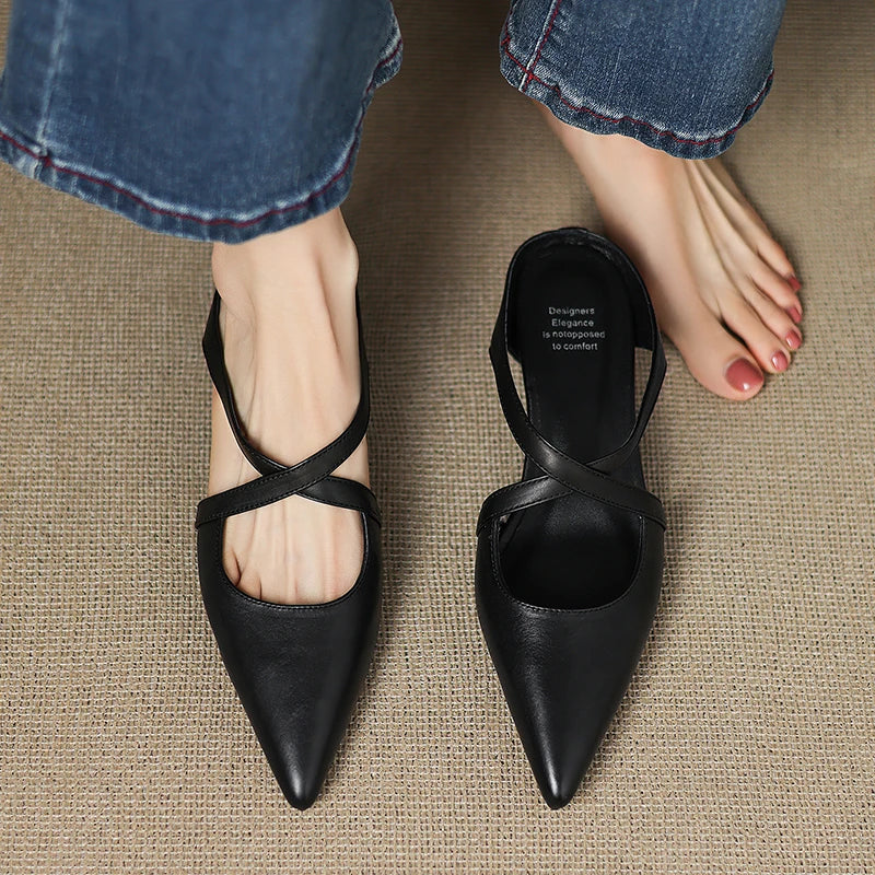 Mules da donna in vera pelle – Eleganti, comode, facili da indossare, stile casual