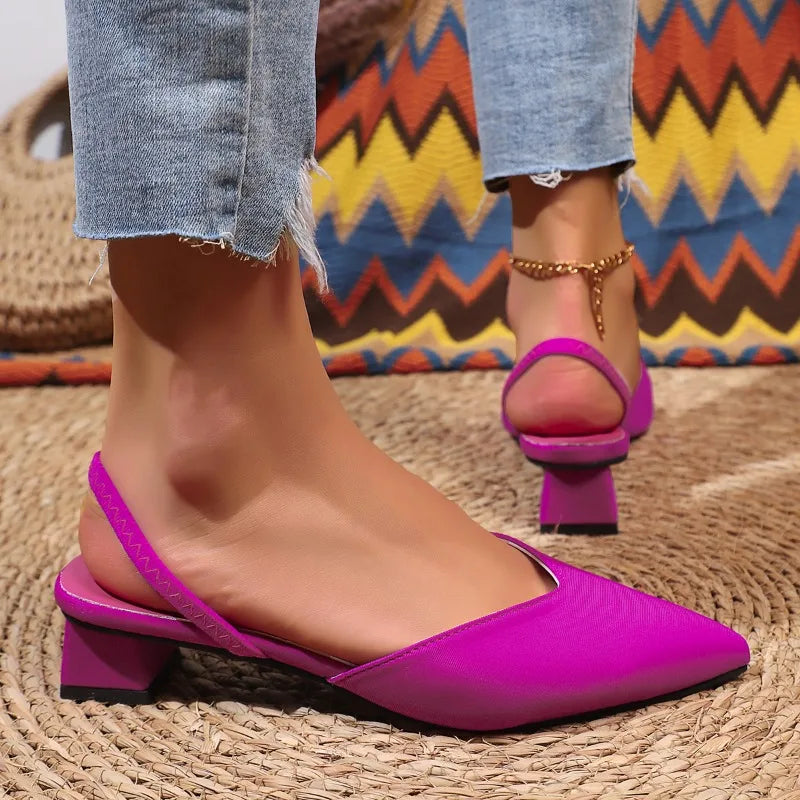 Slingback da donna con tacco largo basso - Comode ed eleganti