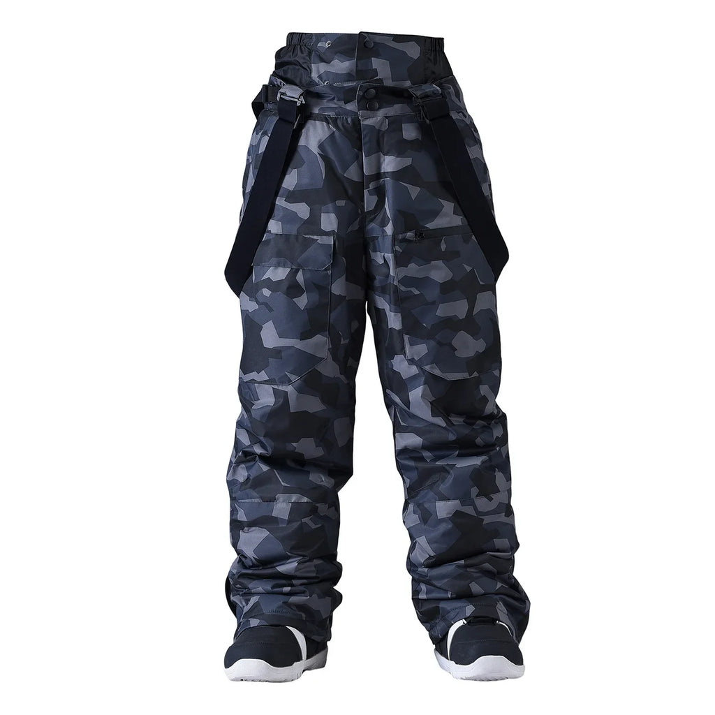 Pantaloni da snowboard impermeabili unisex – Pantaloni da sci antivento con bretelle e protezione in vita