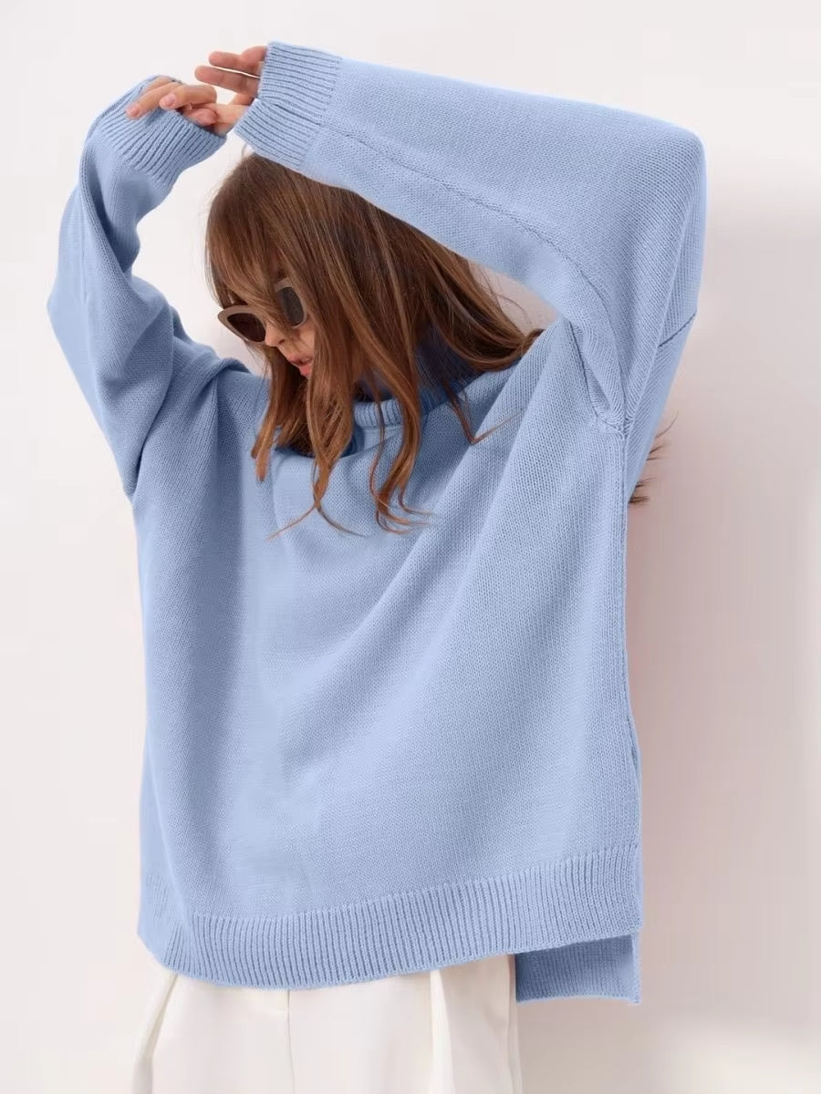 Oversized damesweater med slids - Afslappet og trendy