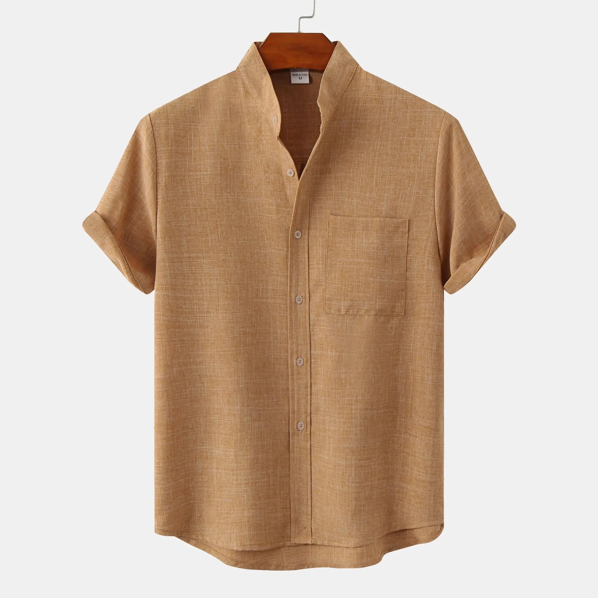 Camicia estiva da uomo in misto lino – leggera a maniche corte con bottoni