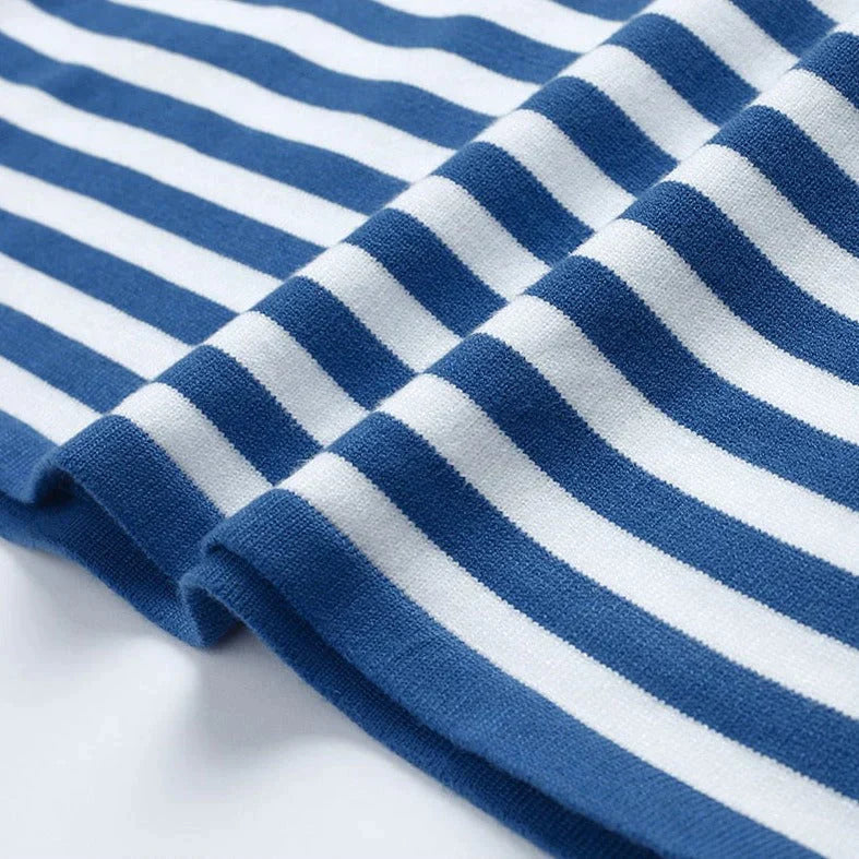 Felpa da donna a righe a maniche lunghe in maglia – Top casual con scollo rotondo