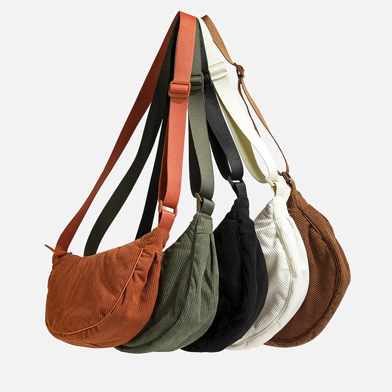 Borsa a Tracolla Donna Vintage in Velluto a Coste – Tracolla Regolabile Borsa Leggera e Casual per Uso Quotidiano