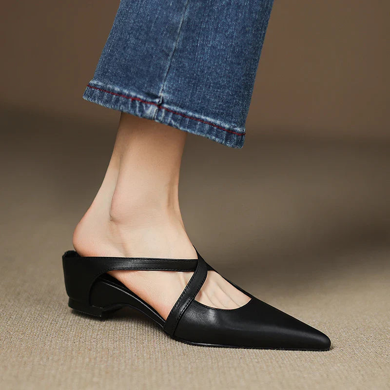 Mules da donna in vera pelle – Eleganti, comode, facili da indossare, stile casual
