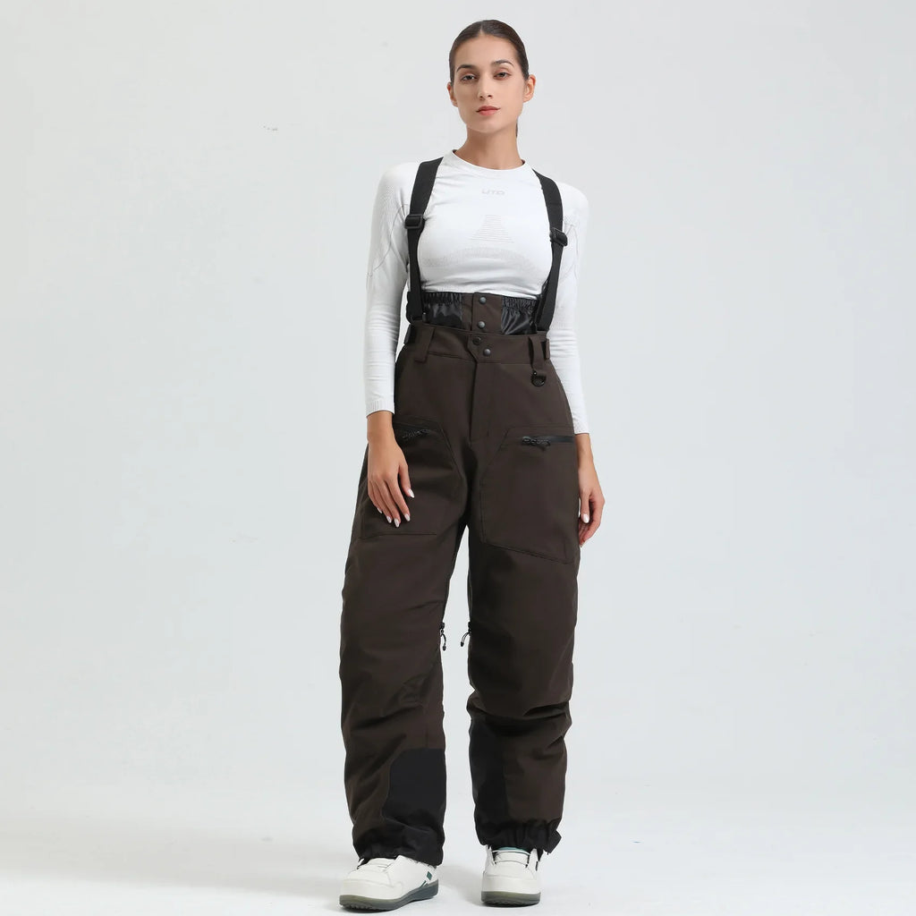 Pantaloni da sci unisex con bretelle – Pantaloni da neve impermeabili per freddo estremo (-40°C)