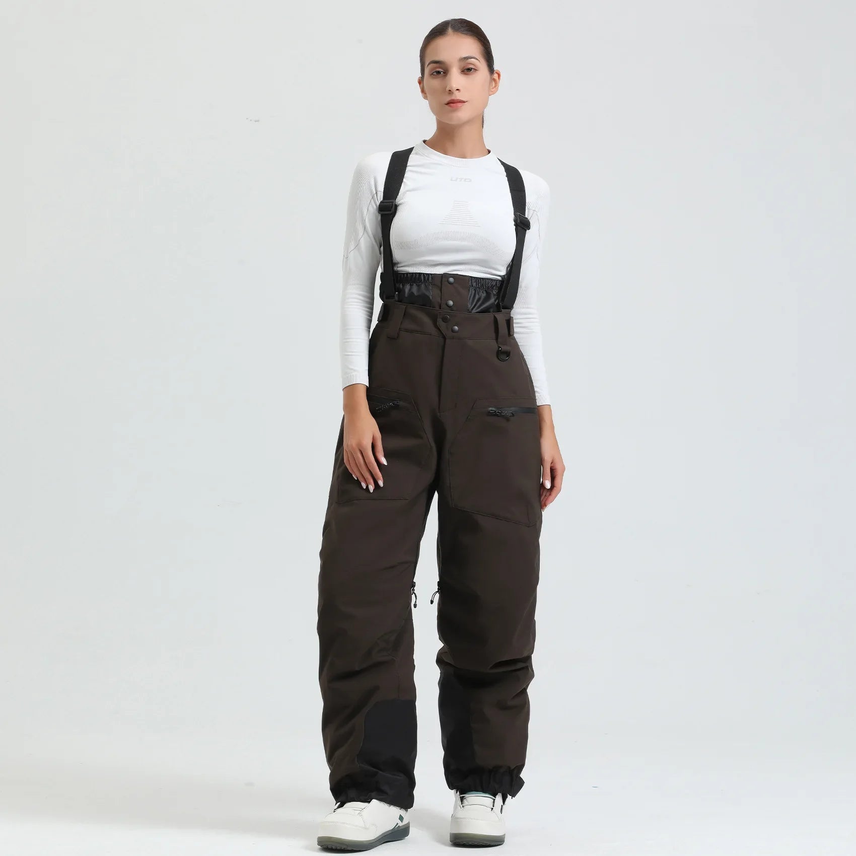 Pantaloni da sci unisex con bretelle – Pantaloni da neve impermeabili per freddo estremo (-40°C)