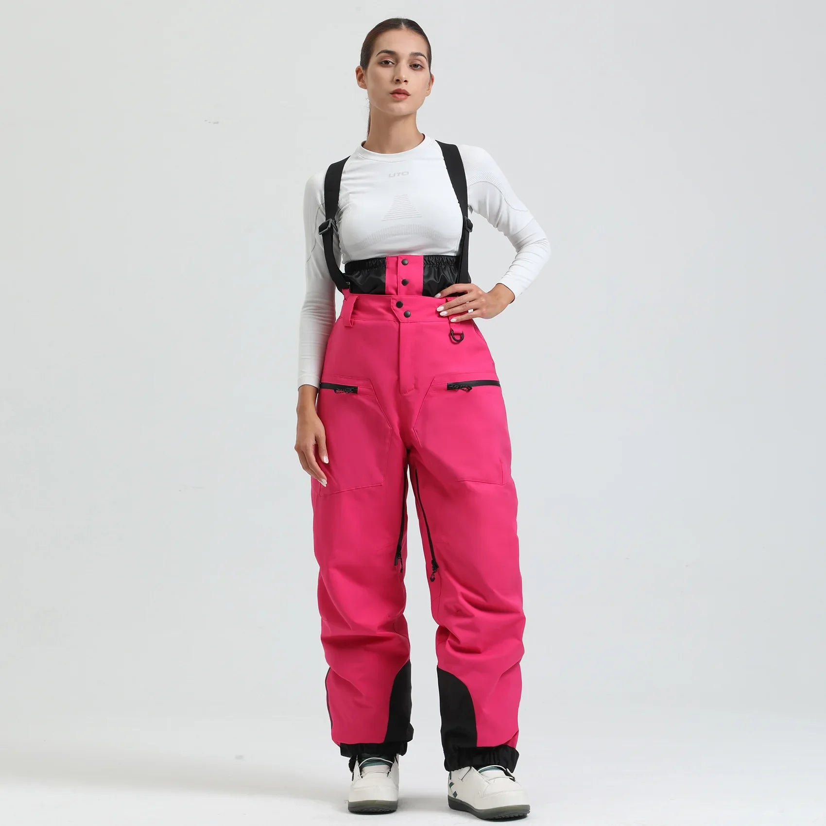 Pantaloni da sci unisex con bretelle – Pantaloni da neve impermeabili per freddo estremo (-40°C)