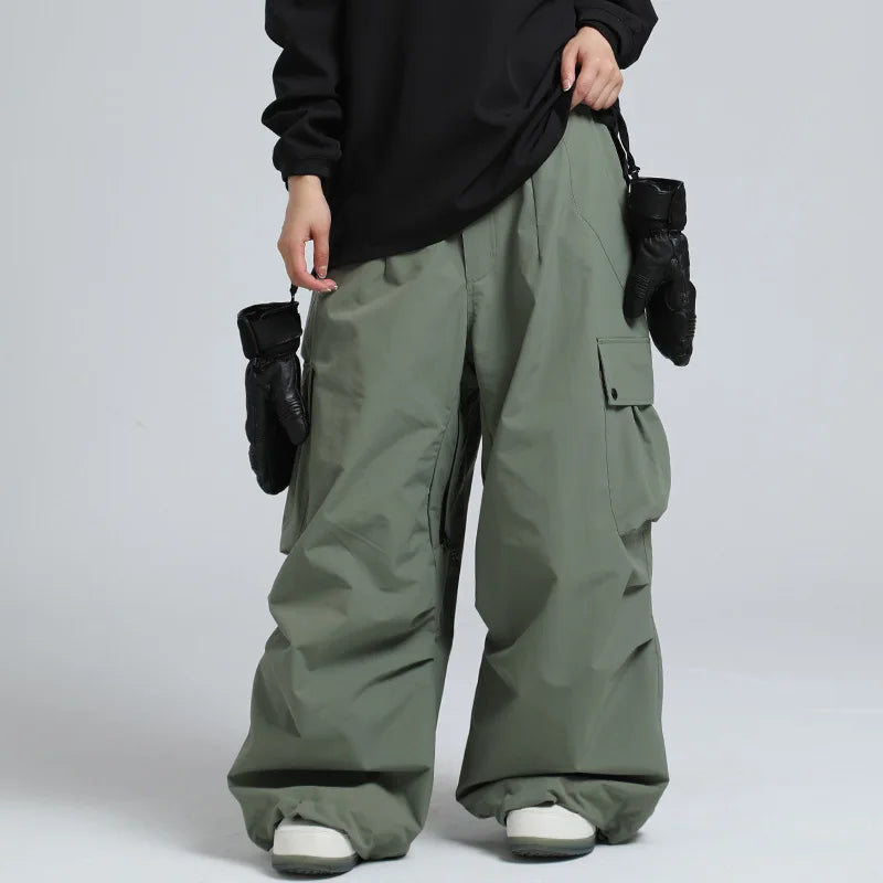 Pantaloni da sci unisex larghi – Pantaloni da snowboard traspiranti con cerniera e isolamento