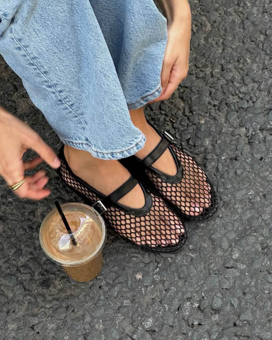 Ballerine da donna in mesh traspirante con dettagli effetto pelle - Eleganti e leggere