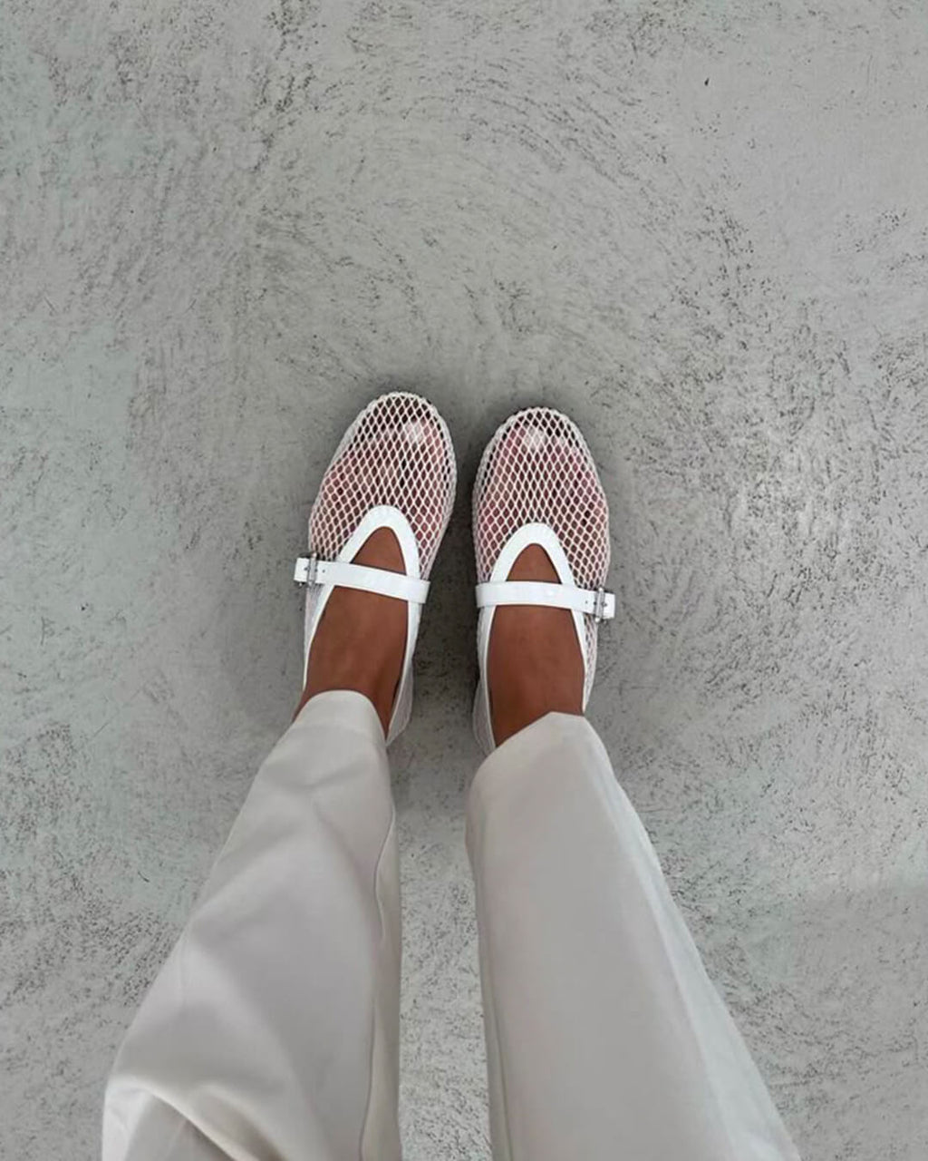 Ballerine da donna in mesh traspirante con dettagli effetto pelle - Eleganti e leggere