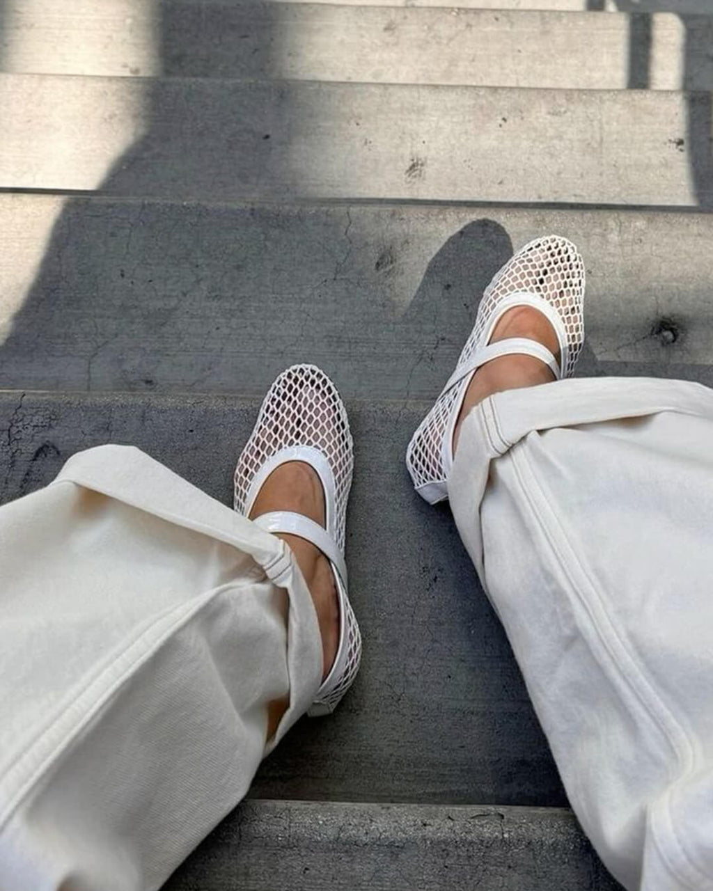 Ballerine da donna in mesh traspirante con dettagli effetto pelle - Eleganti e leggere