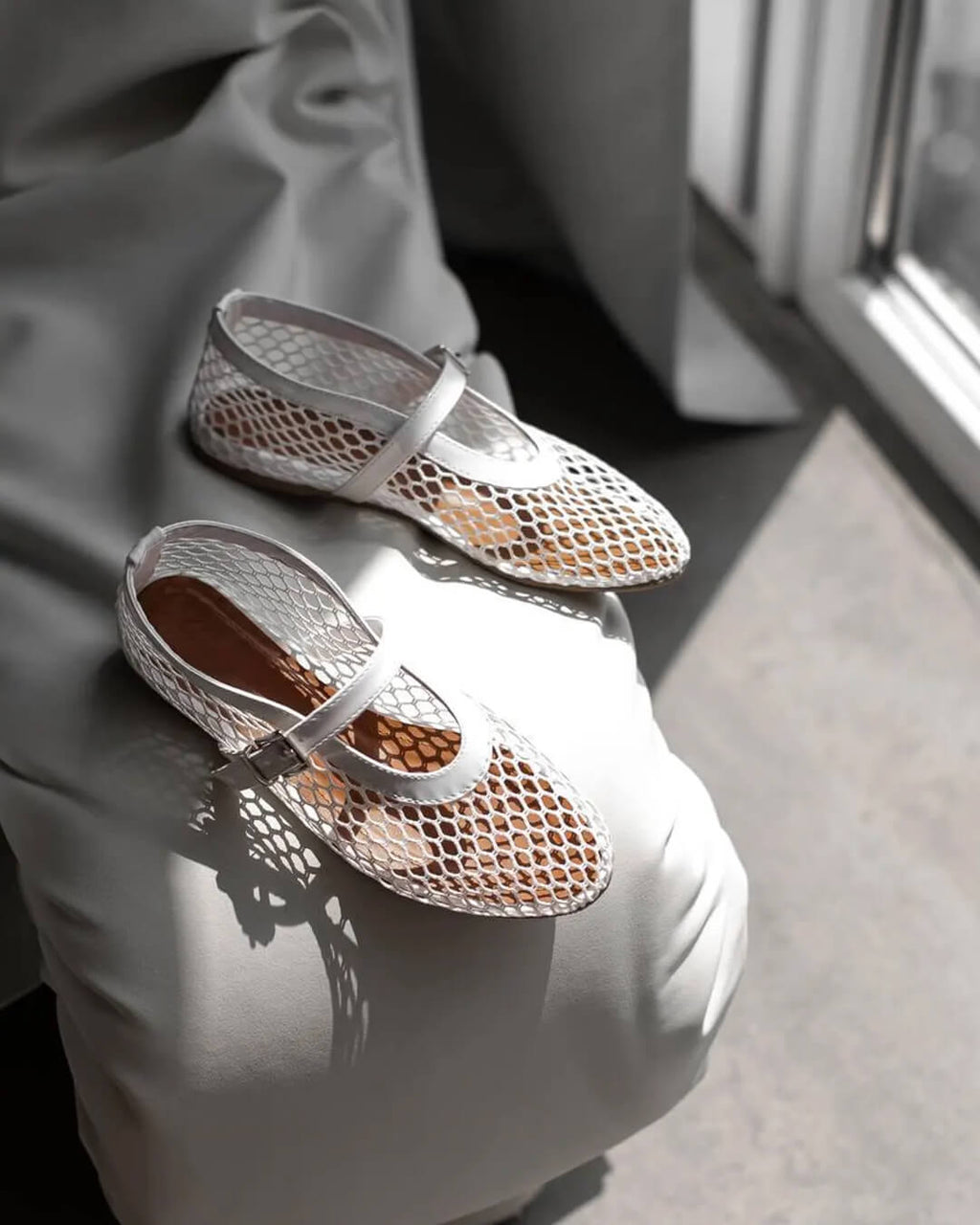 Ballerine da donna in mesh traspirante con dettagli effetto pelle - Eleganti e leggere