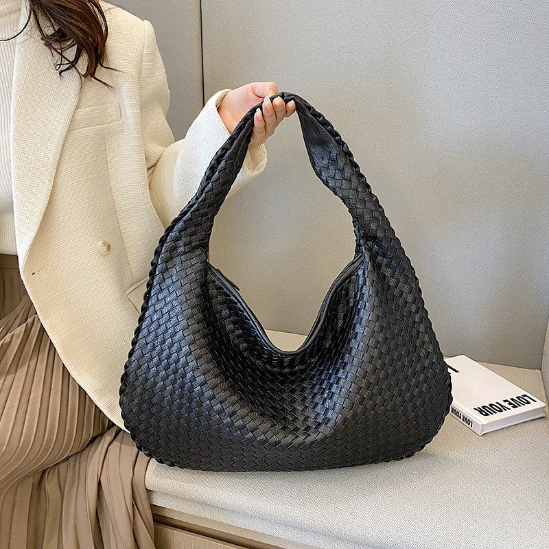 Borsa hobo in pelle intrecciata da donna – Elegante borsa a tracolla intrecciata