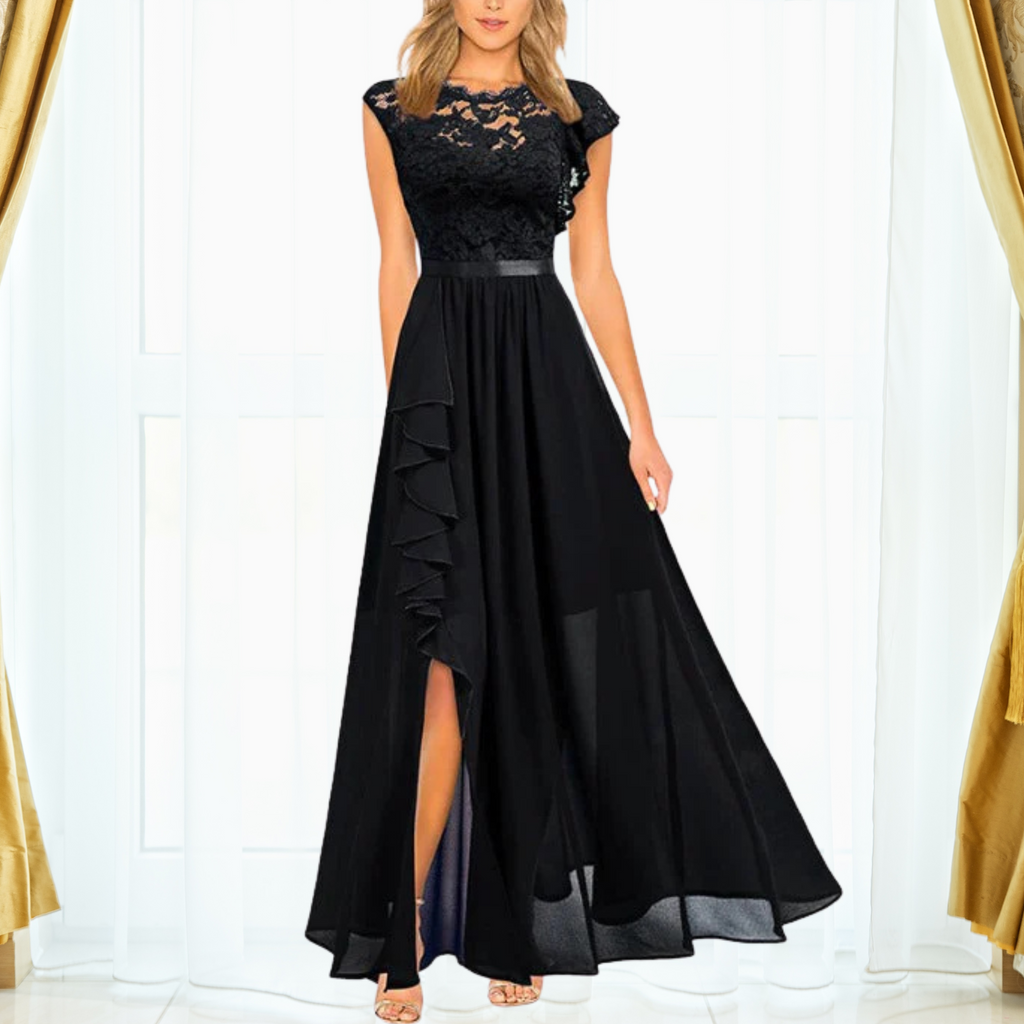 Abito maxi da donna in pizzo e chiffon – Elegante e raffinato