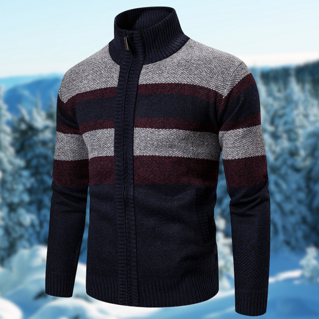 Cardigan da Uomo a Maglia a Righe con Texture – Cardigan Comfort a Righe