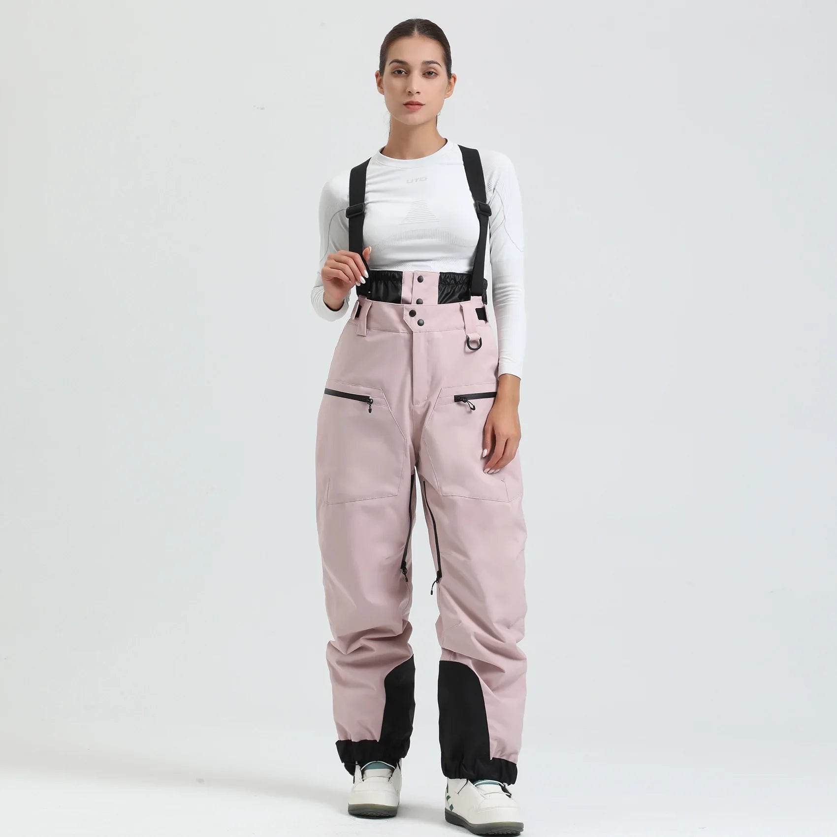 Pantaloni da sci unisex con bretelle – Pantaloni da neve impermeabili per freddo estremo (-40°C)
