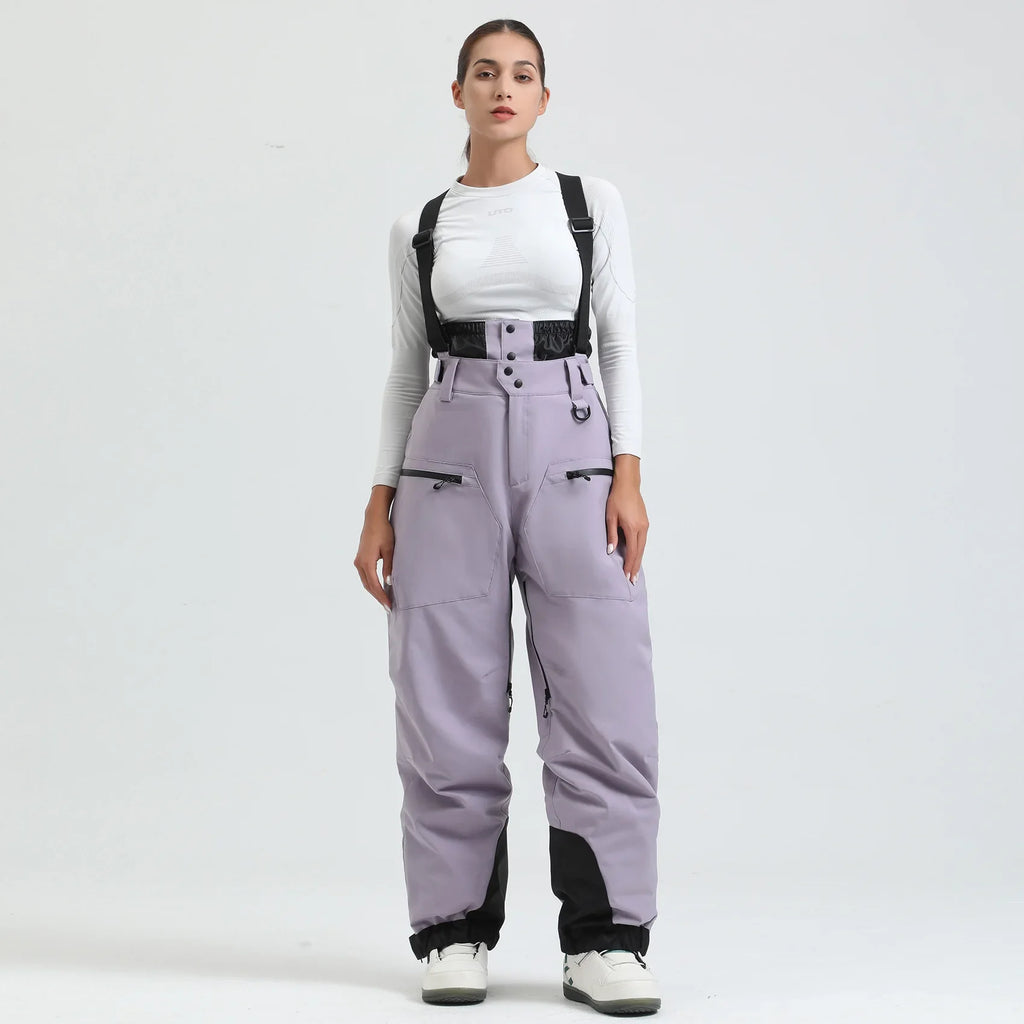 Pantaloni da sci unisex con bretelle – Pantaloni da neve impermeabili per freddo estremo (-40°C)