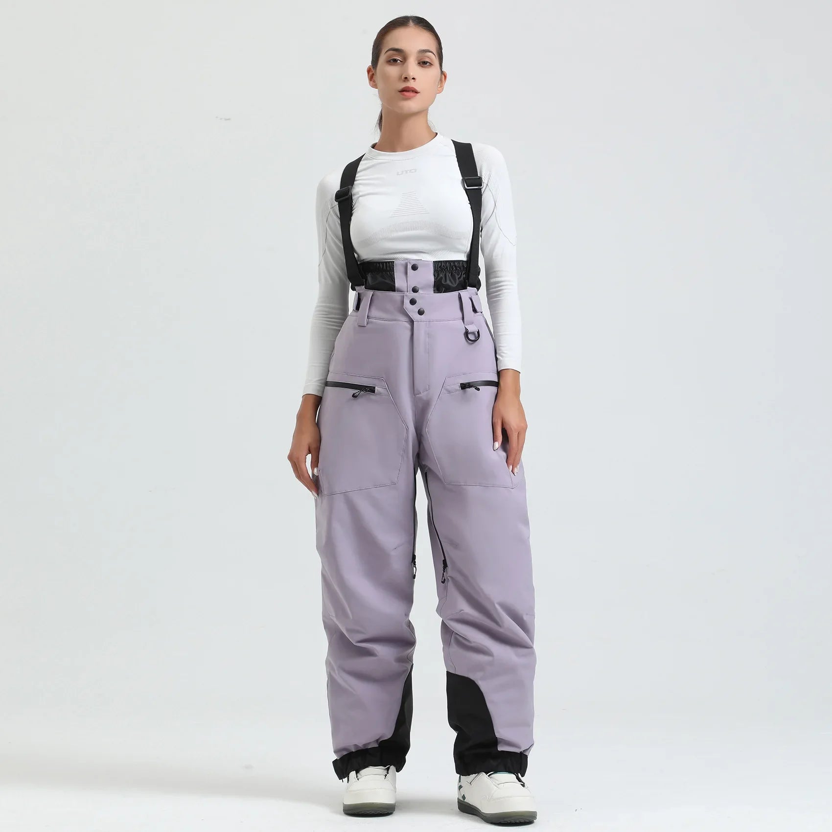 Pantaloni da sci unisex con bretelle – Pantaloni da neve impermeabili per freddo estremo (-40°C)