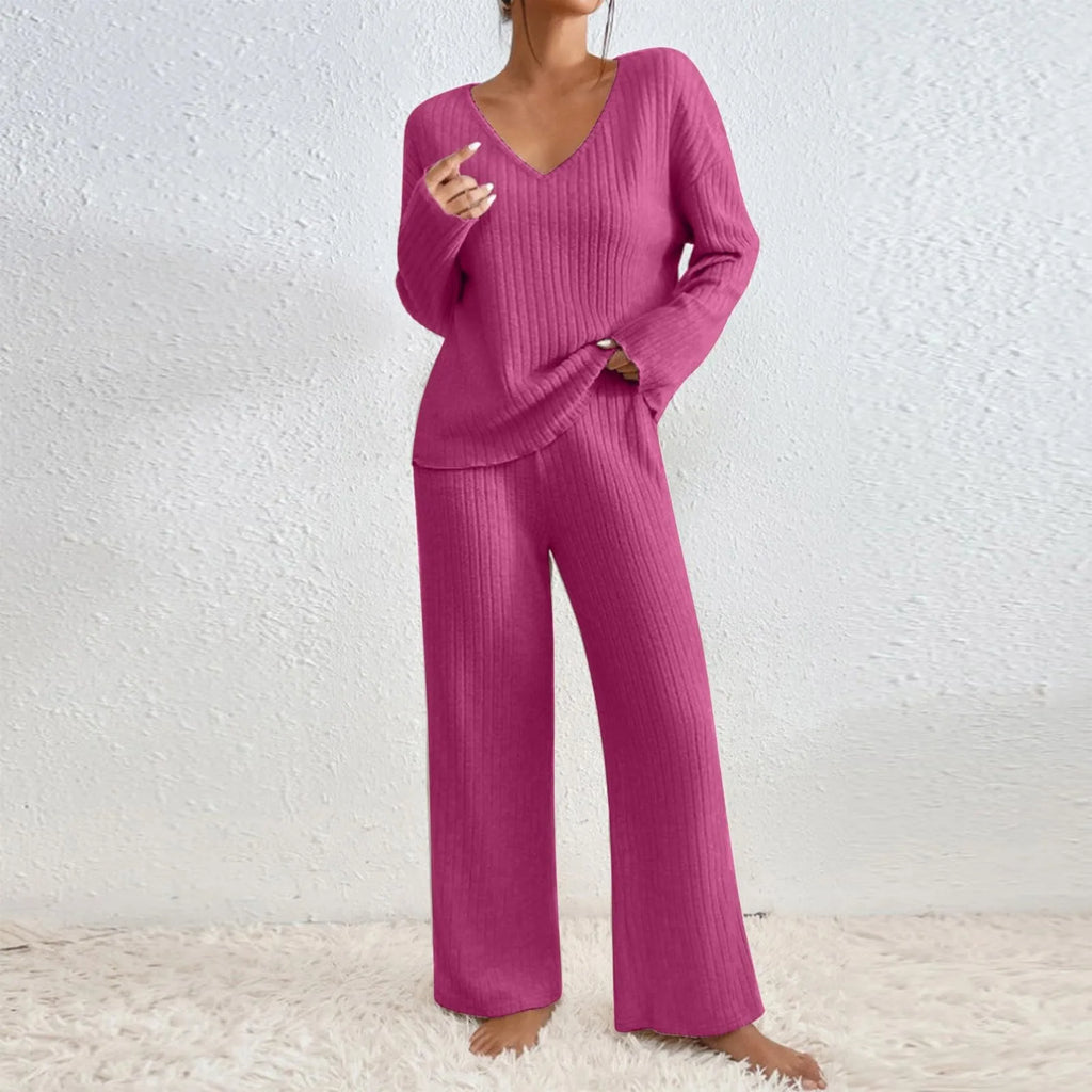 Completo da casa in maglia comodo a 2 pezzi da donna