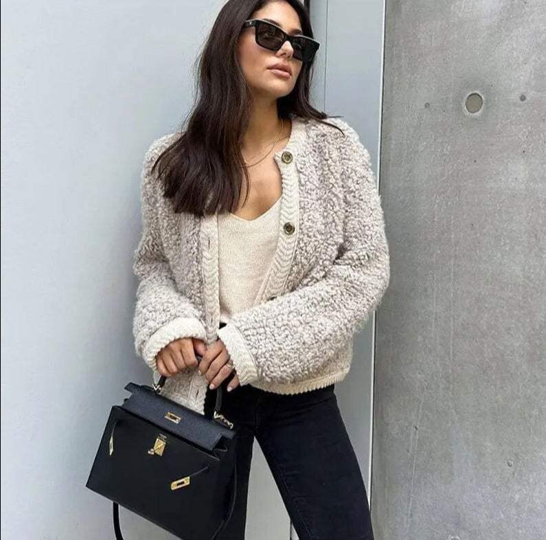 Comoda giacca Teddy da donna - consistenza morbida, vestibilità comoda per autunno e inverno